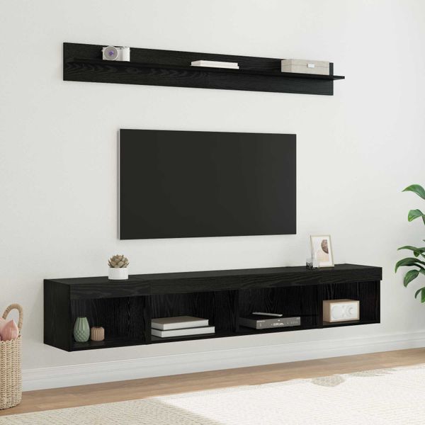 vidaXL Sada nástenného kabinetu na TV s LED Nástenný 5 pcs Čierny dub