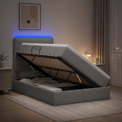 vidaXL LED úložná posteľ s matracom Svetlosivá 120 x 190 cm Látka