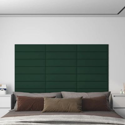vidaXL Nástenné panely 12 ks tmavozelené 60x15 cm látkové 1,08 m²