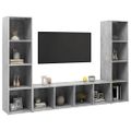 vidaXL TV skrinky 3 ks betónové sivé 142,5x35x36,5 cm drevotrieska