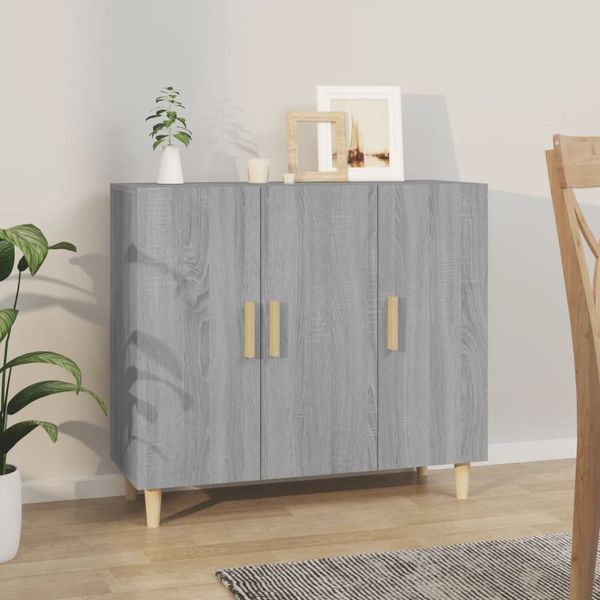 vidaXL Komoda sivý dub sonoma 90x34x80 cm kompozitné drevo