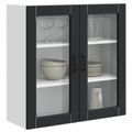 vidaXL Nástenný sklenený kabinet PORTO Čierna 80 x 31 x 80 cm