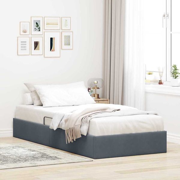 vidaXL Úložná posteľ s úložiskom Tmavosivá 100 x 203 cm Zamat