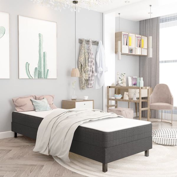 vidaXL Rám na boxspring posteľ, sivý, látka 90x200 cm