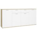 vidaXL Komoda biela a dub sonoma 160x36x75 cm drevotrieska