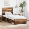 vidaXL Rám postele Staré drevo 90 x 200 cm Masívne borovicové drevo