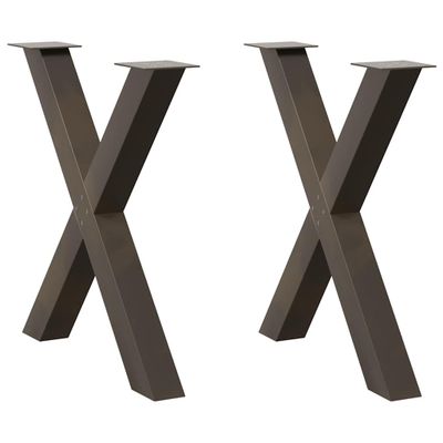 vidaXL Nohy k jedálenskému stolu v tvare X, 2 ks, prírodná oceľ, 80 x (72-73) cm, oceľ