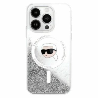 Karl Lagerfeld puzdro pre iPhone 16 Pro 6,3" KLHMP16LLGKISGH priehľadné tvrdé tekuté trblietavé Karl Head MagSafe