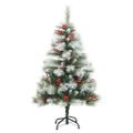 vidaXL Umelý vianočný stromček Zelená a biela 150 cm PVC, kov a plast