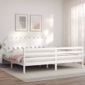 vidaXL Posteľný rám s čelom biely 200x200 cm masívne drevo