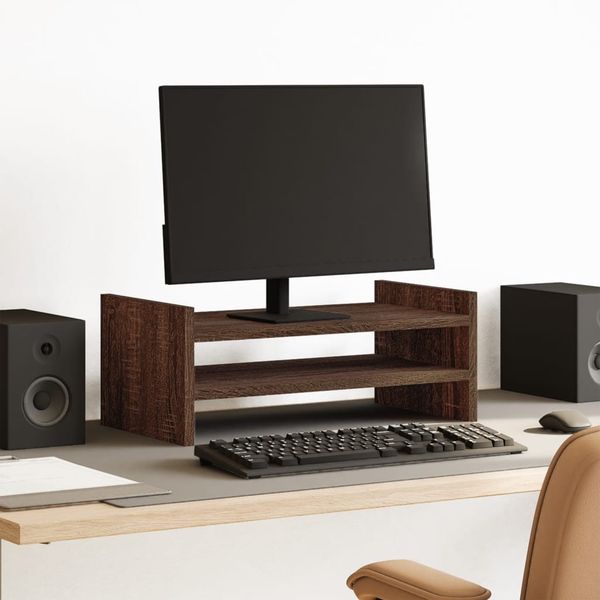 vidaXL Stojan na monitor hnedý dub 50x27x20 cm kompozitné drevo
