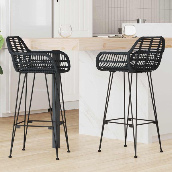 vidaXL Barová stolička 2 pcs 55 x 52 x 105 cm Ratan a železo