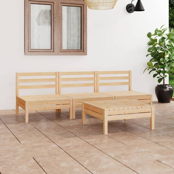 vidaXL 4-dielna záhradná sedacia súprava masívne borovicové drevo