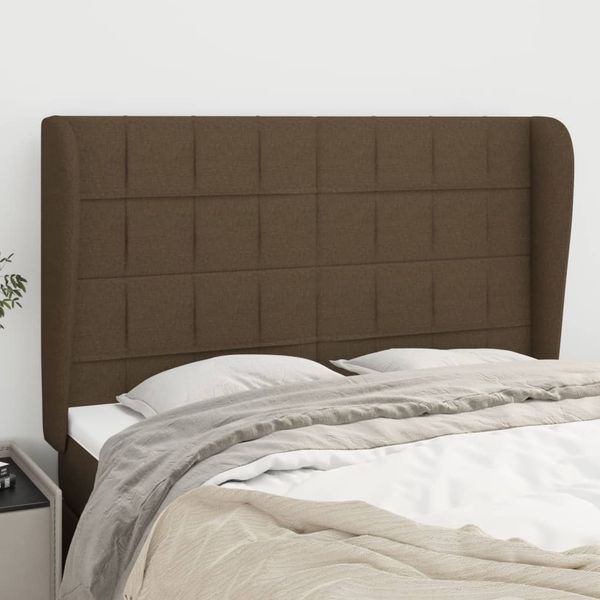 vidaXL Čelo postele so záhybmi tmavohnedé 147x23x118/128 cm látka