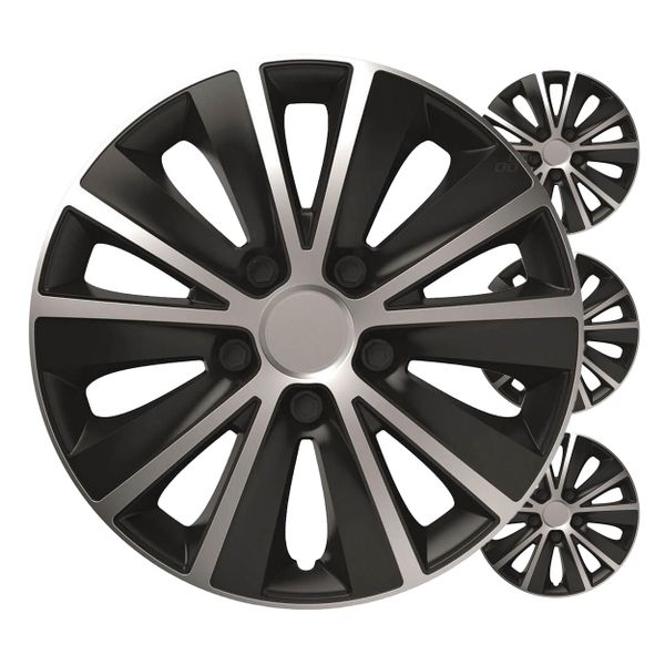 Poklice Rapide 15” čierno-strieborná sada 4ks COLOR BOX