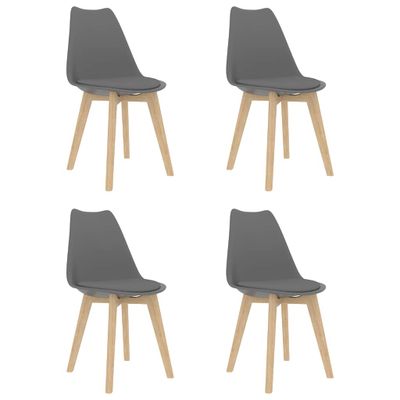 vidaXL Jedálenské stoličky 4 ks, sivé, plast