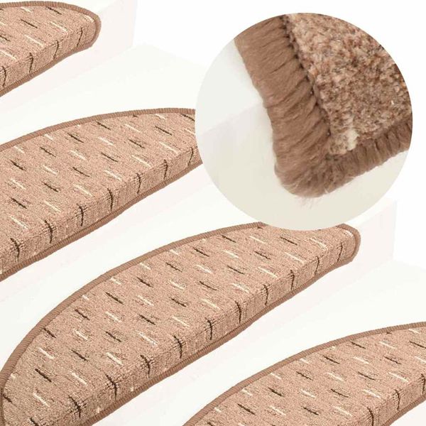 vidaXL Kobercové nášľapy na schody hnedé 15 ks 65x21x4 cm