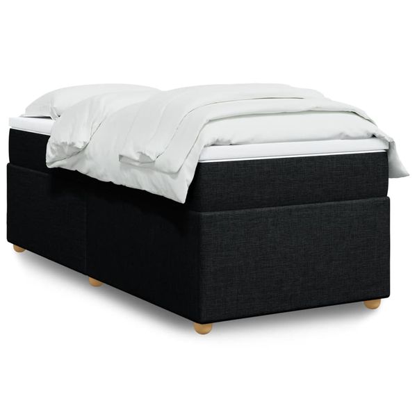 vidaXL Posteľný rám boxspring s matracom čierny 90x200 cm látka