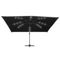 vidaXL Závesný slnečník s LED a hliníkovou tyčou 400x300 cm, čierny