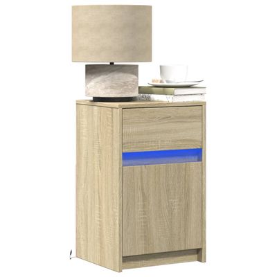 vidaXL Nočné stolíky s LED svetlami 2 ks dub sonoma kompozitné drevo