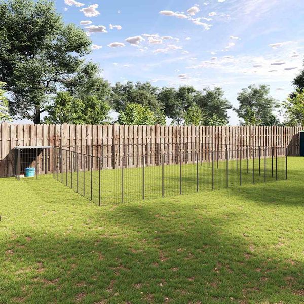 vidaXL Koterec pre psy čierny 37,51 m² oceľ