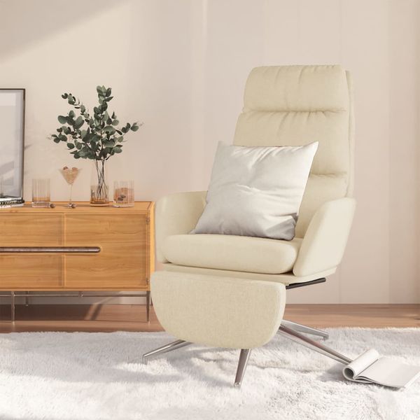 vidaXL Relaxačné kreslo s podnožkou krémové látka