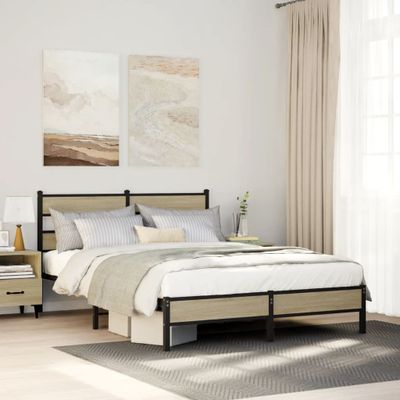 vidaXL Posteľný rám bez matraca dub sonoma 140x190 cm kompozitné drevo