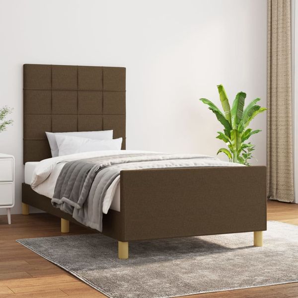 vidaXL Posteľ bez matraca tmavohnedá 90x200 cm látka