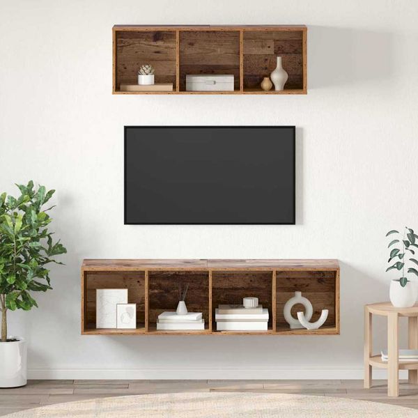 vidaXL Zostava TV skriniek Nástenný 2 pcs Staré drevo Kompozitné drevo