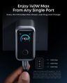 Anker Prime nabíječka/ 160W/ 3x USB-C/ displej/ stříbrná nabíjecka, 160W, 3× USB-C, PowerIQ 5.0, smart displej, Bluetooth, kompaktní