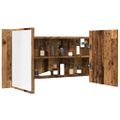 vidaXL LED zrkadlová skrinka staré drevo 90x12x45 cm kompozitné drevo