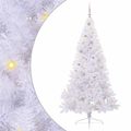 vidaXL Umelý vianočný stromček s 300 LED-i Biela 210 cm PVC a oceľ