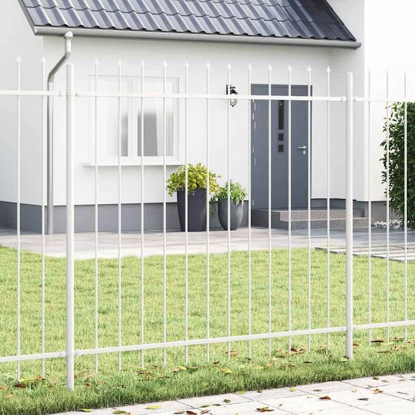 vidaXL Záhradný plot 8 pcs Biela 13,6 x 1,5 m Práškovaná oceľ