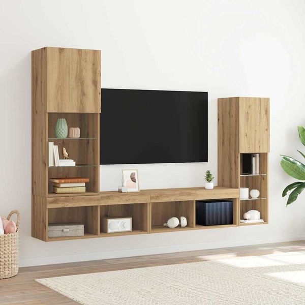 vidaXL TV skrinka 4 pcs dub artisan Kompozitné drevo