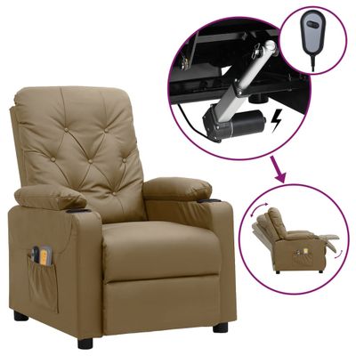 vidaXL Elektrické masážne kreslo kapučínové umelá koža