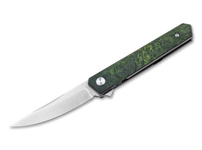 Böker Plus 01BO497 KWAIKEN MINI LIMITED vreckový nôž 7,7 cm, zelená, uhlíkové vlákno, titán, puzdro