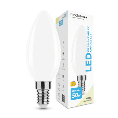 Modee Smart Lighting LED Filament Milky Candle žiarovka E14 7W neutrálna biela (ML-MCF4000K7WE14)