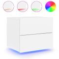 vidaXL Nástenná nočná skrinka s LED osvetlením biela