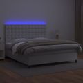 vidaXL Boxspring posteľ s matracom a LED biela 160x200 cm umelá koža