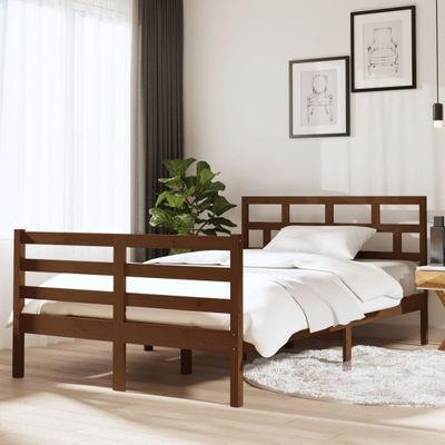 vidaXL Posteľný rám medový 120x190 cm malé dvojlôžko masívne drevo
