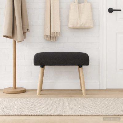 vidaXL lavička Jednofarebný Čierna 60 x 40 x 45 cm Bouclé