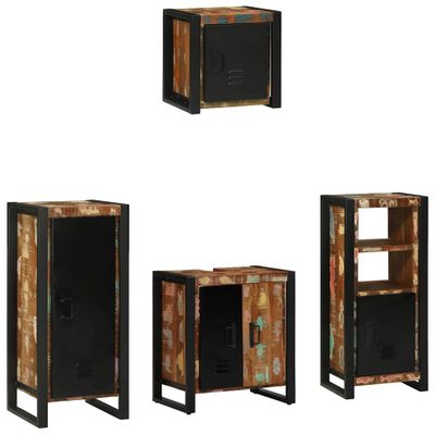 vidaXL Sada kúpeľňového nábytku Nástenný 4 pcs Masívne obnovené drevo