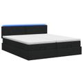 vidaXL Ottoman posteľ s matracom a LED Čierna 200 x 200 cm Látka