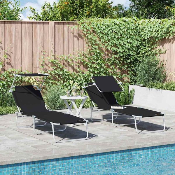 vidaXL Lehátko 2 pcs Čierna 58 x 188 x 77 cm Polyester