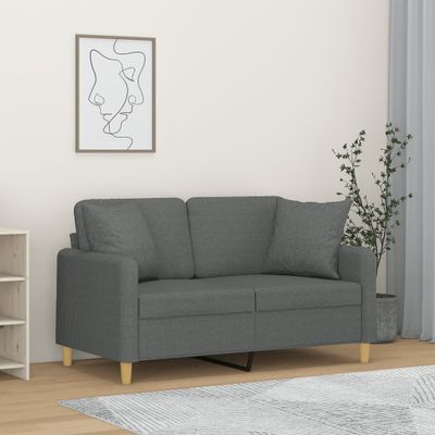 vidaXL 2-miestna pohovka s vankúšmi tmavosivá 120 cm látka