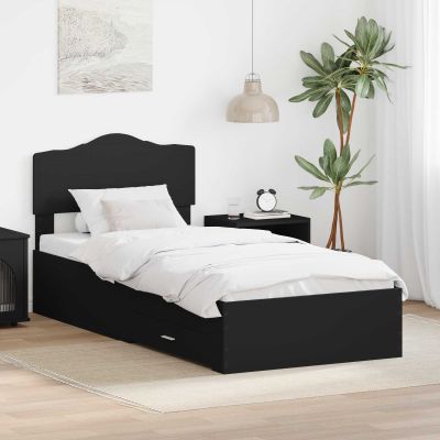 vidaXL Rám postele so zásuvkou Čierna 70 x 190 cm Kompozitné drevo