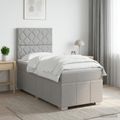 vidaXL LED boxspring posteľ s matracom Svetlosivá 100 x 200 cm Látka