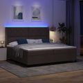 vidaXL LED box s pružinami Tmavohnedá 200 x 200 cm látka