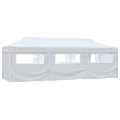 vidaXL Skladací párty stan s 8 bočnými stenami 3x9 m biely