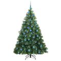 vidaXL Umelý vianočný stromček s 300 LED-i Zelená 180 cm PE a PVC